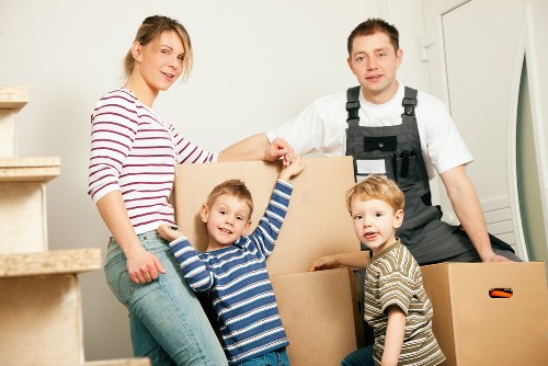 Removal van and moving boxes in Kidbrooke