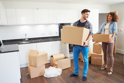Professional office relocation logistics in Kidbrooke with labeled equipment
