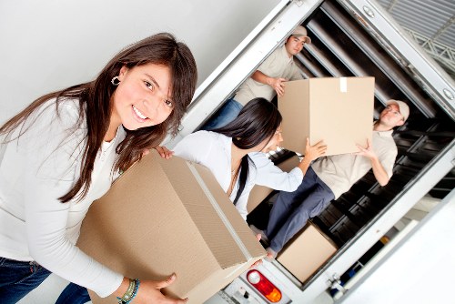 Boxes and household items arranged in a Kidbrooke storage unit