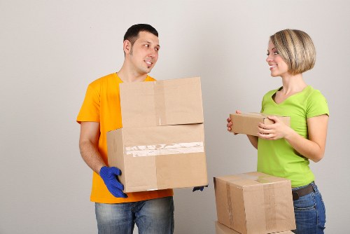 Organised commercial storage unit with boxed items