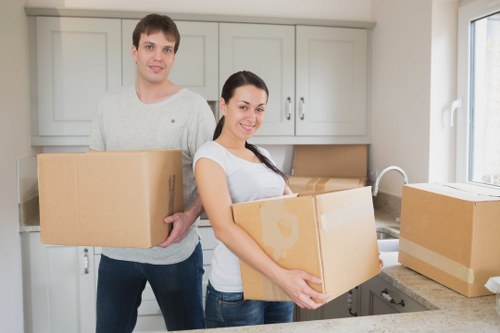 Fragile items and furniture prepared for removals